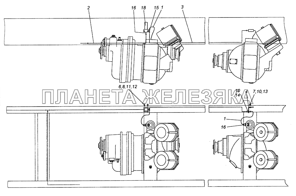 6520-2411120-10 Привод блокировки межколесных дифференциалов КамАЗ-6520 (Euro-2, 3)